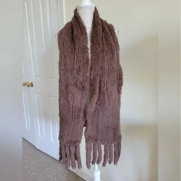 Real Fur scarf Shall Brown with pockets